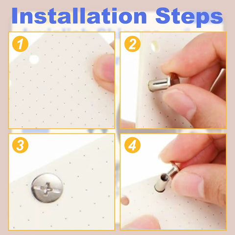 Installation steps for Top Shelf Chicago Binding Screws M5 X 6Mm in 50 silver sets, showcasing usage with leather projects.