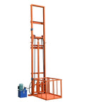 Heavy Duty Electric Hydraulic Lift Platform Table With 2000 Lbs Capacity, orange frame with adjustable height for cargo lifting.