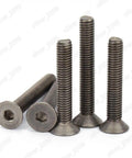 Top Shelf Tough As Nails Titanium Grade Gr2 Hex Socket Countersunk Flat Head Screws UNC Threads Allen Drive showing pack of 100 screws