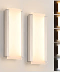 Aipsun Hardwired Wall Sconces Set of Two 28W 3-Level Dimming LED in brushed nickel on wall, displaying 5 color temperatures.