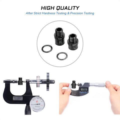 Titanium Bike Pedal Extenders 16mm and 20mm With Washers For Nine Sixteenth Inch Threaded Pedals on precision testing equipment