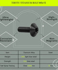 Beefy Titanium M5x15 Bolts 4 Pack Ultra Strong Corrosion Resistant Screws For Bikes And Motorcycles With Black Umbrella Head