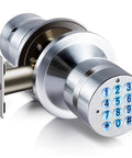 Silver keyless entry door lock with illuminated keypad and deadbolt. Keyless Entry Door Lock With No Hassle Setup And Two Point Five Second Auto Lock Lets You Run Up To 255 User Codes Waterproof Easy To Install And Program For Bedroom Garage Office Gate Durable Classic Silver.