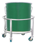 Kickass Heavy Duty Drum Rack And Commercial Soup Pot Trolley For Rolling 50 Cm Adjustable Barrels With Sturdy Steel Build with green drum