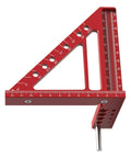 Pro Grade Square Scribing Ruler With Rust Resistant Aluminum, burr-free edges, five angle presets, precision markings, red