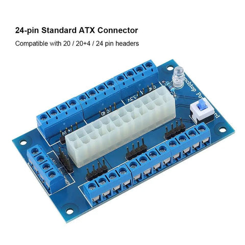 ATX Power Supply Bench Board 24 Pin 20 Pin 24Pin Adapter For PC Builds And DIY Testing with terminal block and indicator lights