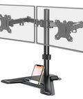 Dual Monitor Stand For 13 To 27 Inch Screens, Free Standing Full Motion Desk Mount With Boss Level Adjustability, Black