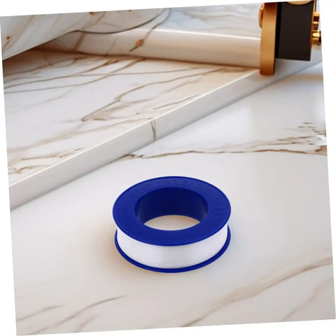 12 Rolls PTFE Plumbers Tape Sealing Tape For Faucet Leaks And High Temperature Plumbing Pipe Sealant For Home Garden DIY Repairs Prevents Leaks And Extends Pipe Life, single roll on marble surface.