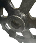 Close-up of Heavy Duty Excavator Sprocket 12 Tooth Universal Replacement Part For 1 To 2 Ton Mini Excavators made of solid steel.
