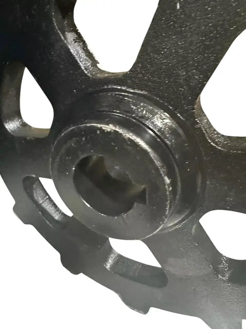 Close-up of Heavy Duty Excavator Sprocket 12 Tooth Universal Replacement Part For 1 To 2 Ton Mini Excavators made of solid steel.