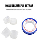 Includes useful extras for High Grade Top Shelf Air Compressor Jumper Hose: protective caps and PTFE tape.