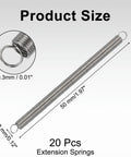 20 Pack Heavy Duty Extension Springs Made Of 304 Stainless Steel For Tough Jobs. 50mm length 3mm hook for mechanical use.