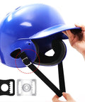Blue helmet with chin strap from All In One 31 Piece Football And Hockey Helmet Repair Kit With J Clips Visor Clips Nuts And Screws.