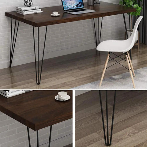 Heavy Duty Hairpin Table Legs Built Tough With Rock Solid Steel Construction Plus Replacement Furniture Sleds And Knockout Waterproof Finish For Diy Coffee Tables And Home Desks on a DIY desk with laptop.
