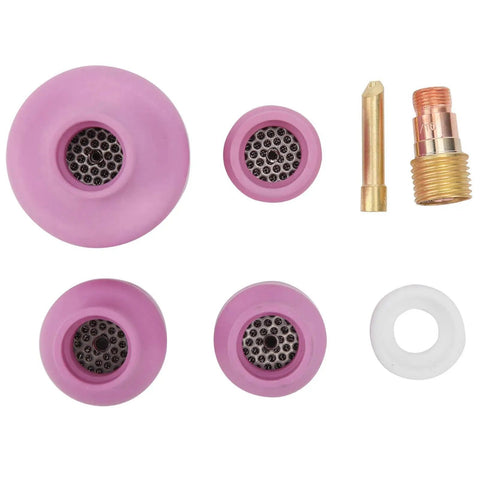 Pro Grade Ceramic Welding Cup Set For WP Series TIG Torches, Alumina Gas Lens Kit, 1.6mm Nozzle, assorted alumina cups