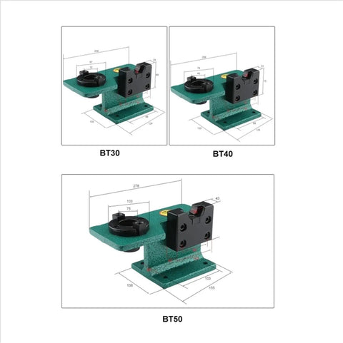 Hella Sturdy Bt30 Bt40 And Bt50 Precision Tool Holder Tightening Fixture For Cnc Milling Machines, with dimensions and secure clamping.