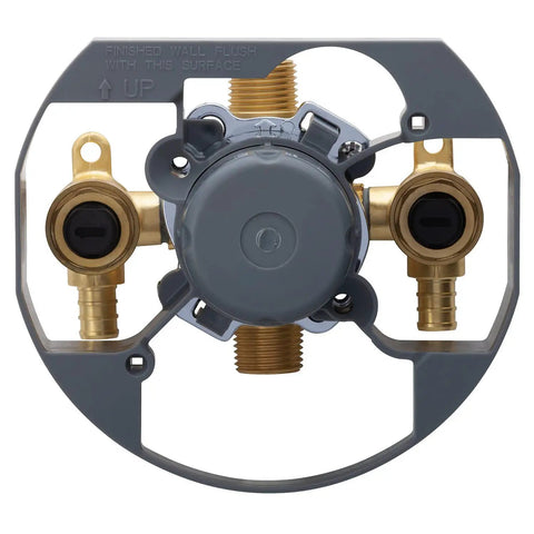 Treysta Tub And Shower Valve Rough Brass With Forged Valve Body Plaster Guard Pressure Test Cap Built In Service Stops