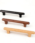 Three colored handles; black, brown, and oak solid wood drawer pulls, 7.56 inch handmade round cabinet knobs and handles.