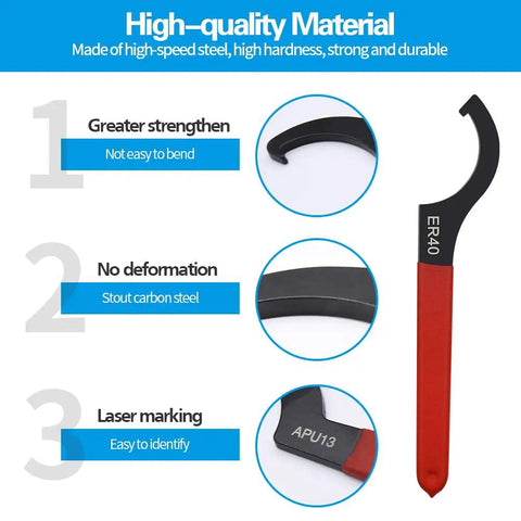 High-quality materials of Six Piece Coilover Spanner Wrench Set For Shock Adjustment With C Shape Hook Wrenches Non Slip Rubber Handle