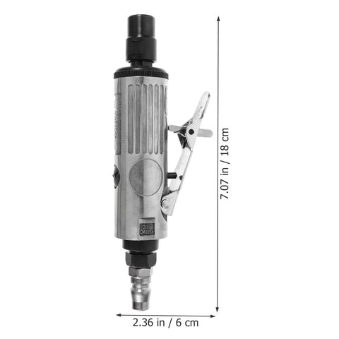 Compact Pneumatic Air Pencil Die Grinder With Heavy Duty Steel Build For Precision Engraving And Polishing Tasks, side view with dimensions.