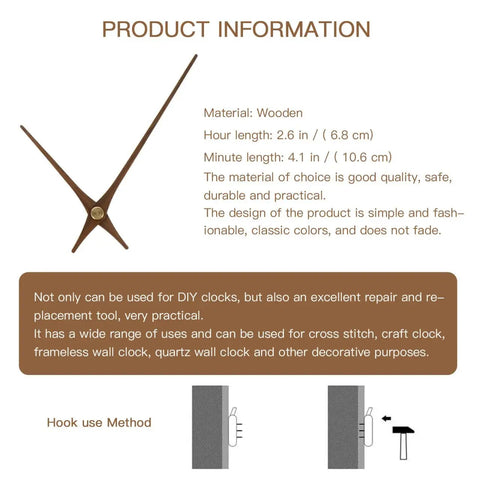 Wooden Clock Hands Replacement Kit 5.11 Inch Clock Pointer Plates For DIYers Crafting And Clock Repair shown with product details
