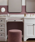 Vanity with 10 Pack 1-1/5 Inch (30mm) Cabinet Knobs Matte Black For Cabinets, Dresser, And Kitchen Drawers installed