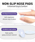 30 Pcs Anti Slip Silicone Nose Pads For Glasses With Hexagon Grip shows ergonomic silicone pads for comfort and grip.