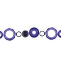 3/4 inch UPVC check valve components arranged in a line with blue rings and black O-rings