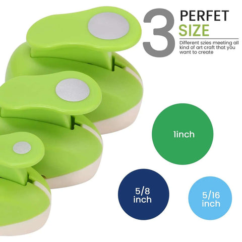 All In One Circle Punch Set For Scrapbooking And DIY Card Making Includes Five Sixteenth Inch Five Eighths Inch And One Inch Hole Punches.