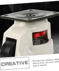 Close-up of Heavy Duty Swivel Caster With Adjustable Leveling Feet, showcasing steel plate wheel and non-slip design for stability.