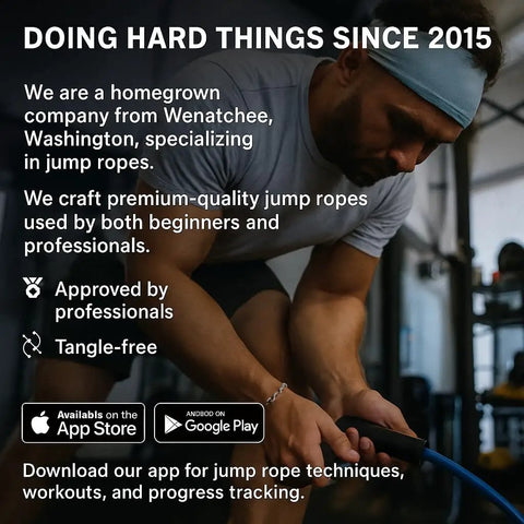 Man using Muay Thai 2.0 Weighted Jump Rope For High Intensity Training And MMA Workouts, gym background, focus on hands and rope.