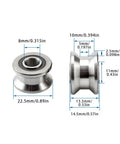 Five Pack Deep T Groove Bearing With Flat Bottom In Stainless Steel Workhorse Pulley Wheel Bearings dimensions provided