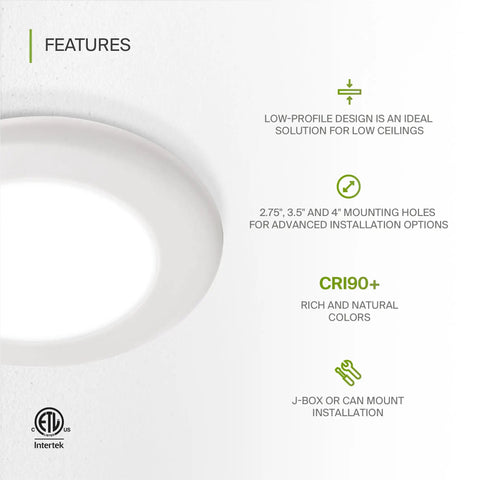 12 Pack 4 Inch LED Disk Lights 10W 4000K Cool White 650LM CRI90 Plus Dimmable Flush Mount Low Profile Ceiling Fixture diagram