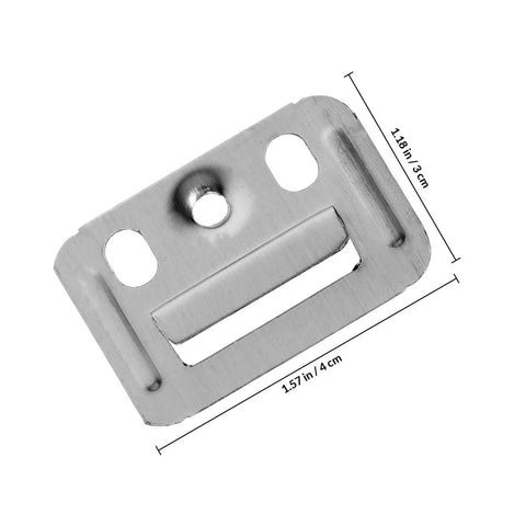 Solid Stainless Steel Wall Panel Connectors For Cabinets And Drywall, showing dimensions of 1.57 in by 1.18 in, durable design.