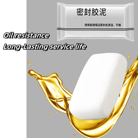Tough As Nails Waterproof Sealant Clay For Quick Fix Wall And Drain Patching White Two Pack on a gold splash background.