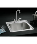Everyday LK2477CR Deck Mount Bar Faucet With Lever Handles, Chrome Finish, shown installed on stainless steel sink
