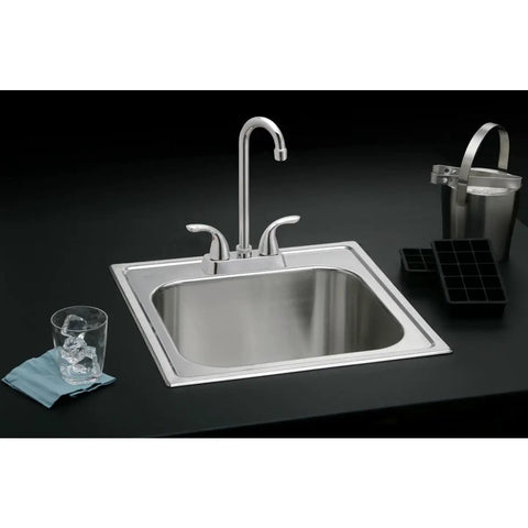Everyday LK2477CR Deck Mount Bar Faucet With Lever Handles, Chrome Finish, shown installed on stainless steel sink
