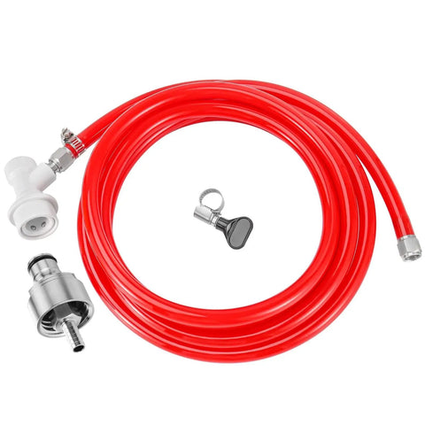 Ball Lock Disconnect Gas Tubing Kit For Soda And Beer Carbonation, Stainless Steel Cap Kit With Five Feet Of Five Sixteenth Inch Barb Tubing, CO2 Regulator Compatible, Keg Tap Sealing Gasket And Hose Clamp