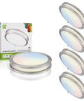 12 Inch Round LED Flush Mount Ceiling Light With 3 CCT Dimmable Settings, Low Profile Nickel Finish, 4 pack and box