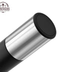 Close-up of the handheld electric milk frother with stainless steel and black material, part of the versatile kitchen tool.