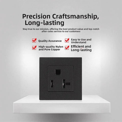 Tough As A Rock Heavy Duty 20 Amp 5 15R AC Electrical Power Socket and Three Prong Wall Receptacle on display.
