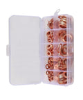 Kickass 100 Piece Copper Flat Washer Gasket Assortment Kit With Purple Copper Sealing Rings Perfect For Sump Automotive And Hydraulic Electrical Systems Top Tier Heat Resistance Stored Neat Inside Organizer Box Great Tool For Mechanics And Homeowners. copper washers in organizer box