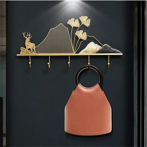 Tough Metal Wall Hook Heavy Duty Coat Rack With Extra Spacious Storage For Keys Umbrellas Coats And Hats, featuring stylish design and a pink handbag.