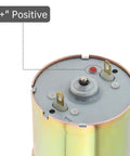 12V DC High Torque Gear Motor With Eccentric Output Shaft For Smooth Oscillation And Vibration, Beefy 5 RPM Low Speed Drive, 37GB520 Gearbox Reduction, Durable Mounting Bracket Included For DIY Robotics And Projects. Motor top with positive terminal marked
