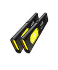 Close-up of Rechargeable EDC Flashlight Two Pack with USB C Charging Ultra Slim Pocket Light Clip and Magnetic Base, black color.