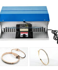 200W Jewelry Polishing Machine Desktop Buffing Tool With Light 110V 0 To 10000 RPM All In One Bench Polisher displayed with jewelry