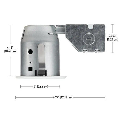 3 Inch LED IC Rated Swivel Round Trim Recessed Lighting Kit 4-Pack With White Finish, dimensions diagram, side view.