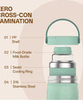 Travel Ready Portable Breast Milk Cooler With 24 Hour Deep Freeze Tech Zero Sweat Insulation showing detailed components and materials.