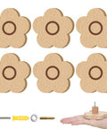 Flower Wooden Drawer Knobs Six Pack 2.36 Inch Beech Wood Cabinet Pulls with screws and hand size comparison