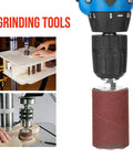 Grinding tools in action with Rubber Sanding Drum Set 20 Piece for drills, flexible shafts, and drill presses.